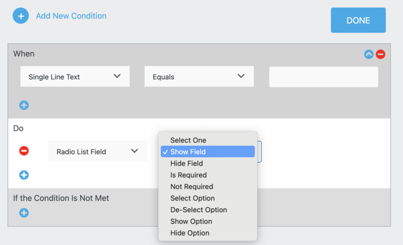 conditions in wordpress form