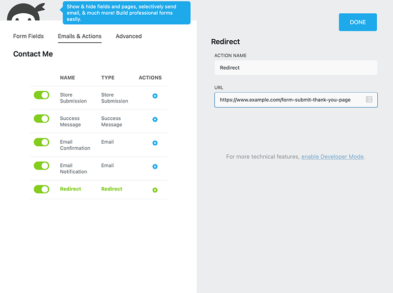 redirect page URL
