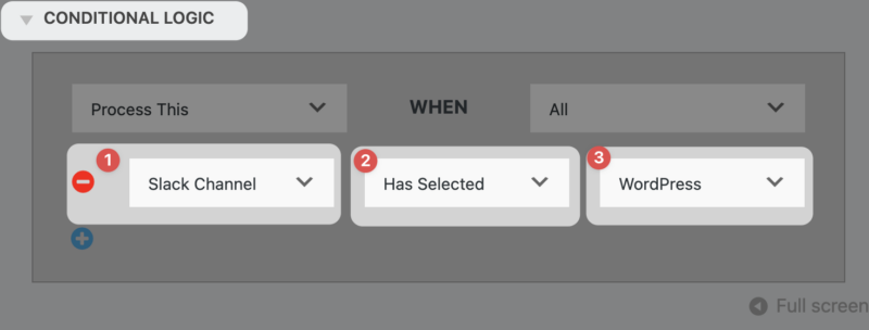 conditional statement setting the Slack channel the notification for user-published posts will go to 