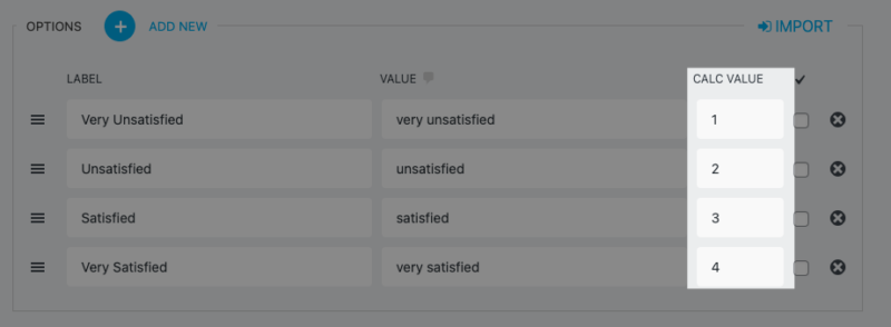 calc value for options