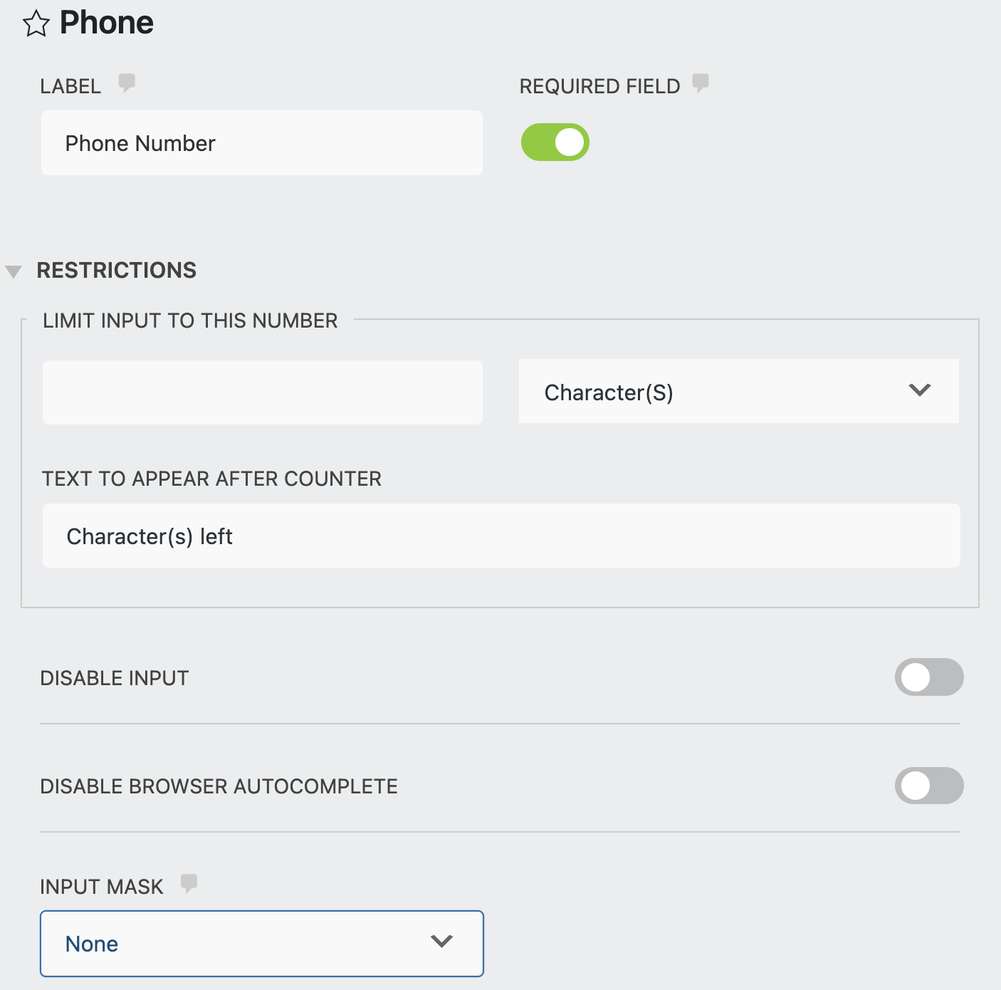 phone field
