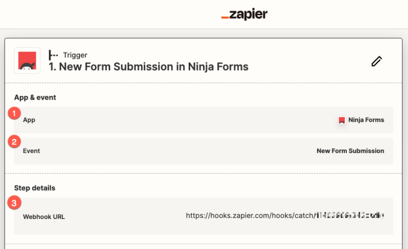 Setting up the Ninja Forms Trigger in Zapier.