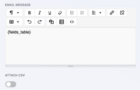 image of the summernote editor button options with the email action setting