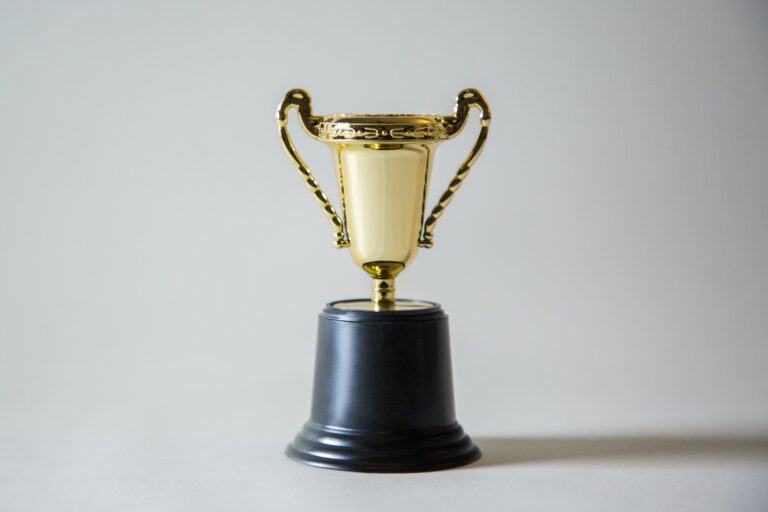 Golden trophy with a black base